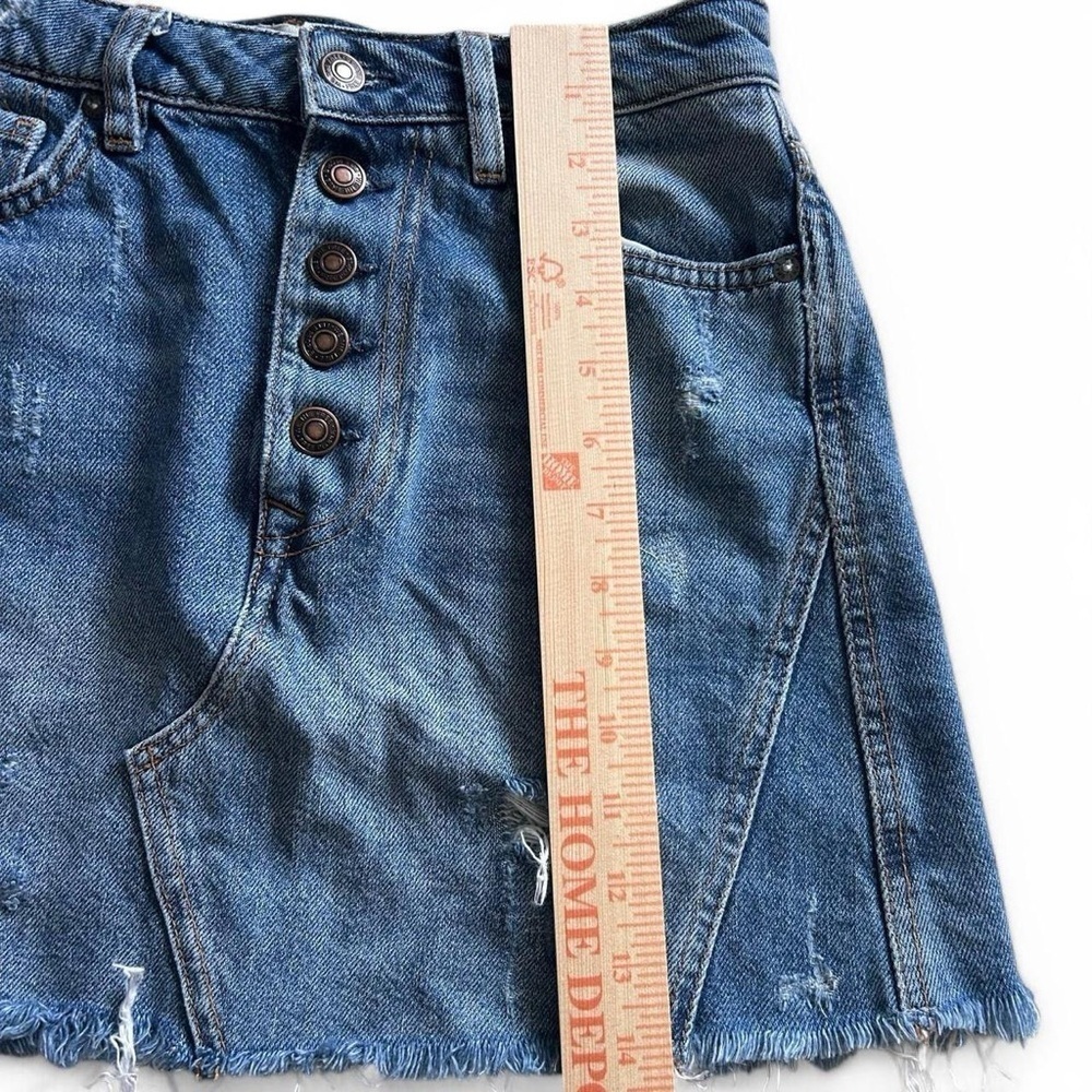 Free People “We the Free” Denim A-Line Distressed Skirt- Size: 27- - Picture 6 of 8
